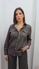 Camicia Denim Marrone art.FX5202