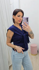 Cardigan & Scalda Spalle Blu  ART11018