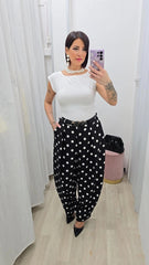 PANTALONE POIS NERO