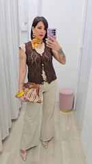 Gilet Uncinetto Marrone art.16187