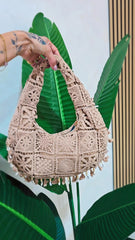 Borsa uncinetto Beige