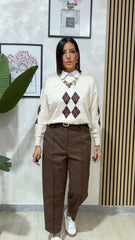 Pantalone Sigaretta Marrone art.30131