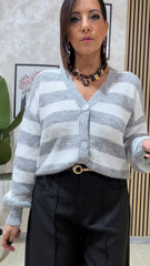 Cardigan Righello Grigio