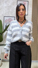 Cardigan Righello Grigio