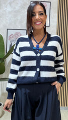 Cardigan Righello Blu