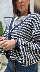 Cardigan Trama Blu