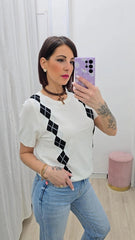 MAGLIA ROMBI BIANCA ART.719