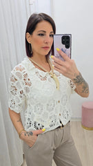 Cardigan Crochet Bianco