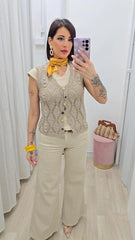 Gilet Uncinetto Beige .art.16187