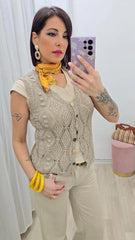 Gilet Uncinetto Beige .art.16187